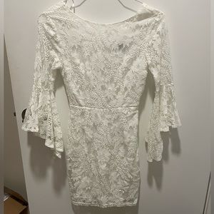 Lulu’s white lace dress with bell sleeves size XS